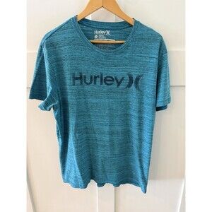 Men’s Hurley Turquoise Heathered Blue Short Sleeve Shirt Skate Beach Size Large